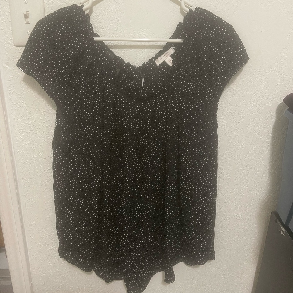 LC Lauren Conrad Black Polka Dot Blouse